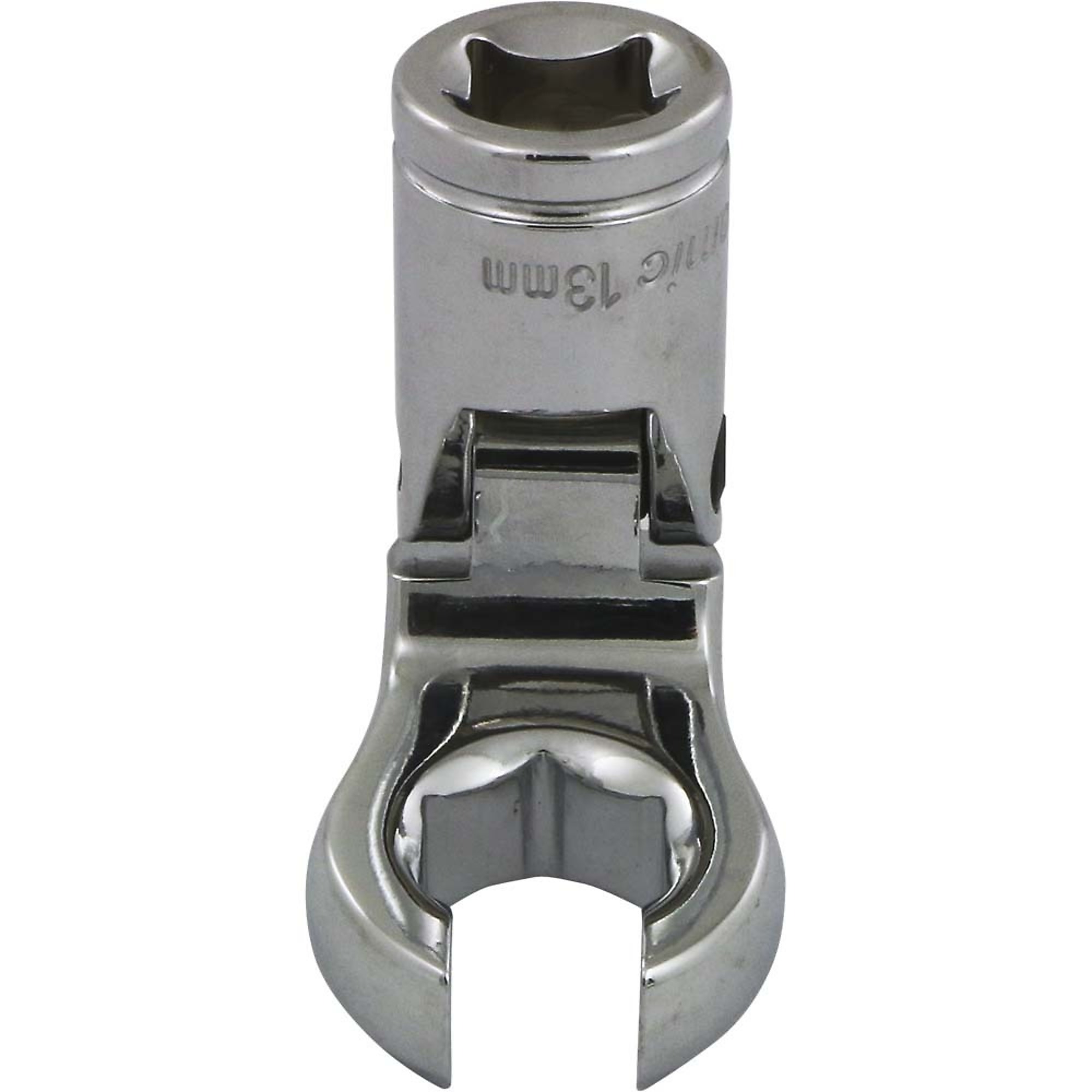 Dynamic Tools 3/8" Drive Metric 13mm Flex Head, Crow Foot Flare Nut Socket, Chrome Finish